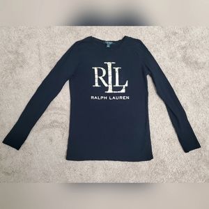 Ralph Lauren Black Long Sleeve Top Size XS